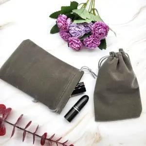 화장품 파우치 그레이 가방 주머니 립스틱 작은 벨벳 (WFGT8XE)