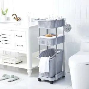 빨래바구니 바퀴 주방카드 이동식 그레이 트롤리 3단 (WFGTAKR)