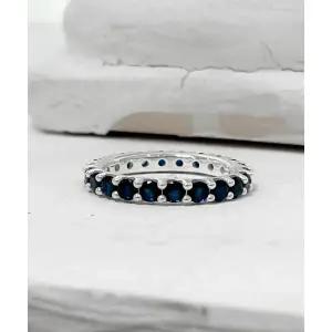 [블레스드 뷸렛]아이스라인 큐브 3.5mm 링_실버925_BLUE GREEN