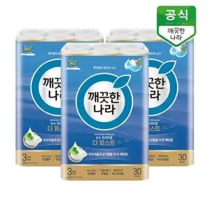 [깨끗한나라] 순수 프리미엄 더퍼스트 3겹 화장지 30m 30롤 x 3팩