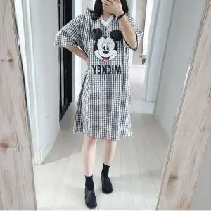 [보리보리/보리맘]체크 미키 수유 원피스 지퍼 수유복 빅사이즈 임부복 잠옷