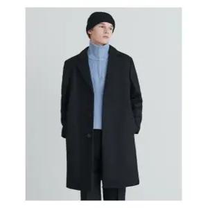 [로가디스][로가디스] 울캐시미어 솔리드 루즈핏 싱글 체스터 코트  블랙 (RX4930P535)