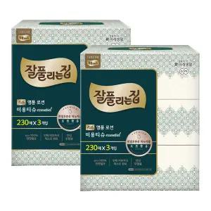 잘풀리는집 명품 로션미용티슈 230매x3입 x 2팩 각티슈 화장지 휴지
