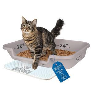 키티고히어 시니어 고양이 쓰레기통 1팩, 대형 미스티 그레이 로우 입구 키티 쓰레기통, 편안함을 위한 크기, 및 관절염 고양이에게 완벽, 미국산