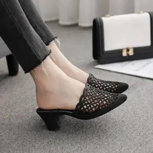 여성 발편한 슬리퍼 엣지 뮬 가벼운 미들힐 (WFK83JT)