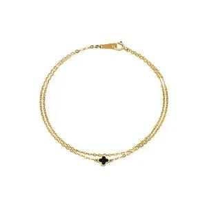 14K 쁘띠 크로바 두줄 팔찌