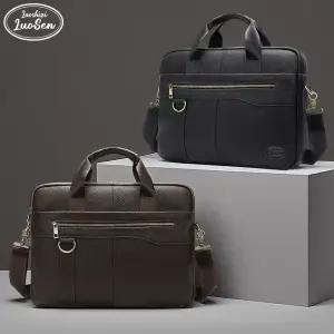 LUOSEN 천연소가죽 남성 서류가방 남자 노트북가방 크로스백