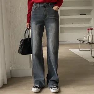 [3단기장/예쁜핏] 캣브러쉬 워싱 인밴딩 부츠컷 데님팬츠