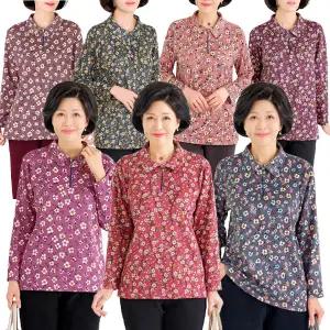 [엄마옷 로즈맘] 진하꽃카라피치기모티셔츠