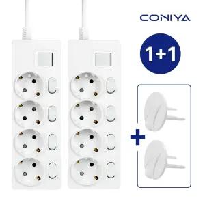 2개세트 코니야 국산 멀티탭 개별 스위치 과부하차단 멀티콘센트 4구 1.5m~4.5m