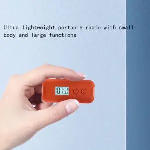 소형라디오 미니 휴대용 포켓 FM 라디오 50-108MHZ 수신기 LCD 디스플레이 35mm 이어폰 표시 2 x AAA