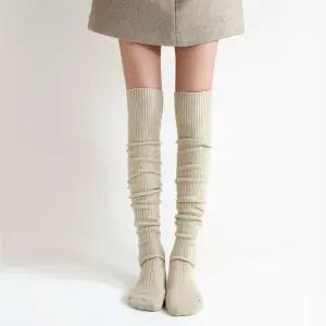 자체제작 2켤레 컬러 골지 도톰 니트 오버니삭스 니하이