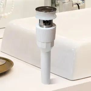 AJBATH 자동폽업 오버 세면대 물마개 원터치 화이트 자동폽업 세면대폽업