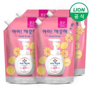 아이깨끗해 대용량 리필 1.8L 파우치 4개 손세정제 핸드워시 거품비누  레몬 순)