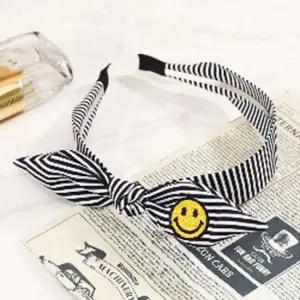 리본 스트라이프 머리띠 화이트 스타일링 악세사리