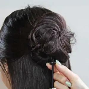 똥 머리 가발 자연갈색 만두머리 당고