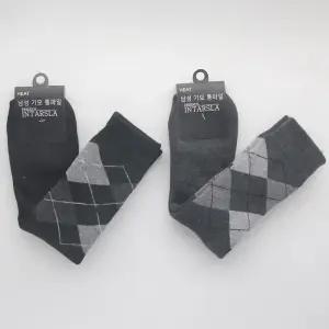 남자 겨울 양말 통파일 아가일 체크 장목 두꺼운 방한 보온 기모