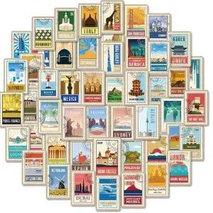 태블릿방수패치 다양한 꾸미기 50p 세계스탬프 리폼스티커 (WFJ5LNI)