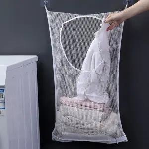 숙소보관망 베란다 벽걸이 부착형 그물망사 빨래수거함 (WFJ5LQP)