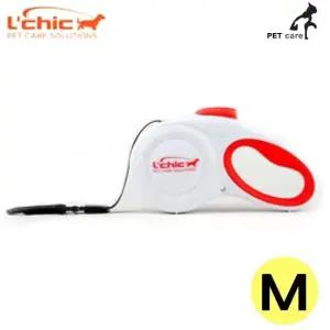 고품질 강아지 M사이즈.20kg이하 화이트 자동줄 5M (WFJQM12)