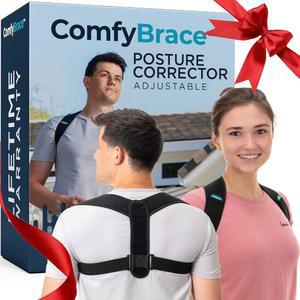 남녀용 컴피브레이스 자세 교정기-등 교정기-중추, 상부 척추 지지대용 완전 조절 스트레이트너 - 목, 어깨, 쇄골 및 요통 -호흡 가능