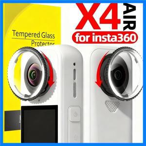 인스타360 X4 에어용 HD 렌즈 가드 커버 2개 세트 전면 및 후면 카메라 보호기 강화유리/PC 렌즈 캡