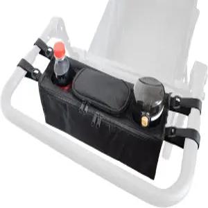 왜건용 미끄럼 방지 정리함 컵 홀더가 있는 부모 콘솔 캐디 접이식 애완동물 유모차 조절 스트랩 지퍼 포켓