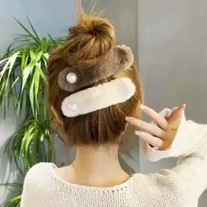 빅사이즈 방한 털 스타일 헤어집게핀 겨울머리핀