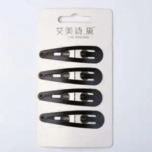 기본 블랙 추천 물방울 똑딱핀 꾸안꾸 4P 앞머리핀 옆