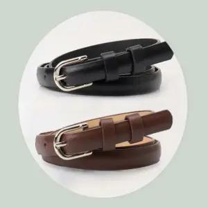 여성 2컬러 슬림 심플 데일리 패션벨트 은장 허리띠