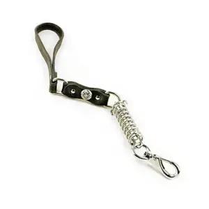 리드줄 핸들러 강아지 블랙 소가죽 스프링 리드줄 (WFJ7U7K)