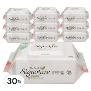 미엘 더 대용량 휴대용 클래식 시그니처 물티슈 캡형 55g 100개입 30개