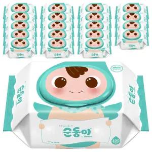 순둥이 오리지널 대용량 휴대용 엘그린 아기물티슈 캡형 50g 100개입 20개