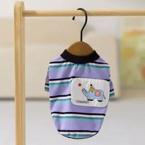 스트라이프 엘리펀트 티셔츠 강아지 고양이 반려동물 산책 옷 (WFKAJLN)