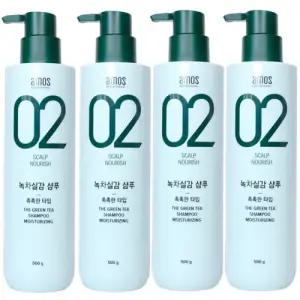 아모스 녹차실감 샴푸 중건성 그린티향 500ml x 4개