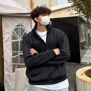 남성 2컬러 데일리 무지 하프집업 긴팔 맨투맨티셔츠 (WFKB3S0)