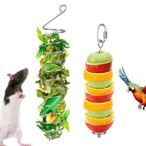 2pcs 쥐 농축 스테인리스 스틸 버드 간식 꼬치 먹이 홀더 채소용 슬로우 피더 이상적인 케이지 액세서리