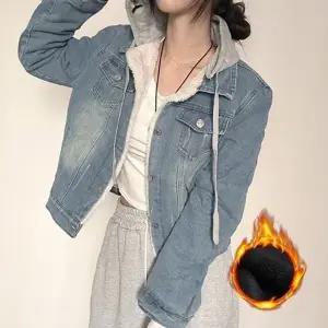 점퍼 여자 털안감 겨울 외투 외출복 후드 여성 청 자켓