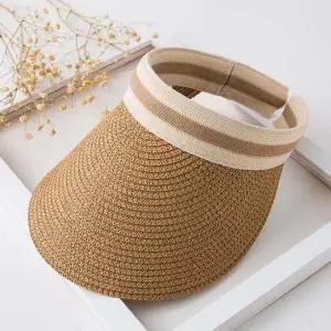 브라운 선캡 캐주얼 라탄 모자 가리개 햇빛