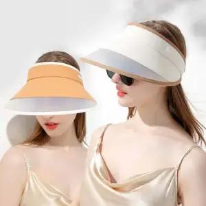 여성 여름 햇빛 차단 모자 반투명 와이드 챙 선캡
