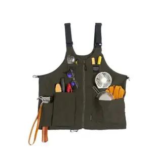CAMPING 조끼 + 가방 2IN1 와이드508 멀티조끼 카키 캠핑조끼 공구용품 작업앞치마 안전용품 목공