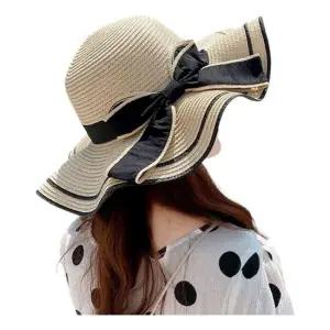 게더릭 비치모자 베이지 b 리본 여름모자 챙모자 바캉