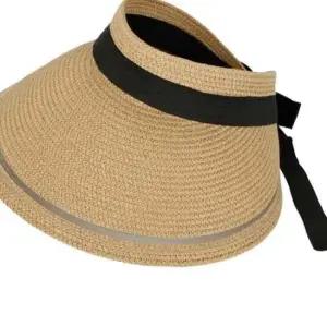 리본 썬캡 라탄 자외선차단 모자