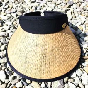 여성선캡 휴가지 바닷가 밀짚 모자 블랙진베이지