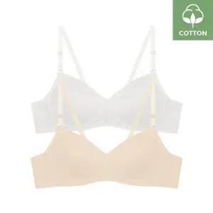 [수아팜] [3컬러 구성] 주니어 2.5단계 코튼 스판 브라 2매 세트