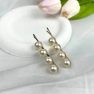 [골드스마일]2P 여성 왕진주 포인트 머리핀 데일리 악세사리 면접