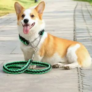 고품질 트위스트 로프 대형견 목줄+리드줄(1.3m) 개 산책줄  산책목줄 (WFKDVZN)