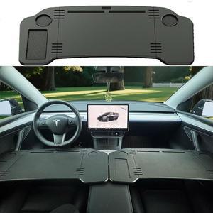 테슬라 모델 3 / Y용 론소일 대형 자동차 책상 | 접이식 노트북 트레이 및 컵 홀더가 있는 스티어링 휠 테이블 | , 음식 및 태블릿을 위한 다목적 뒷좌석 여행 트레이 | 장거리 여행 필수품