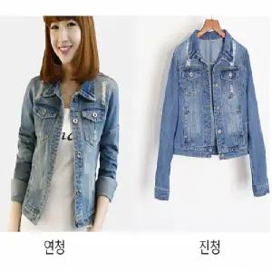 여성청자켓 베이직 워싱 빈티지 데님자켓 아웃도어