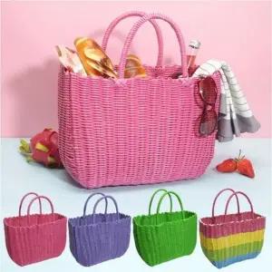 가방 도시락 스타일 피크닉가방 소풍 토트백 라탄짜임